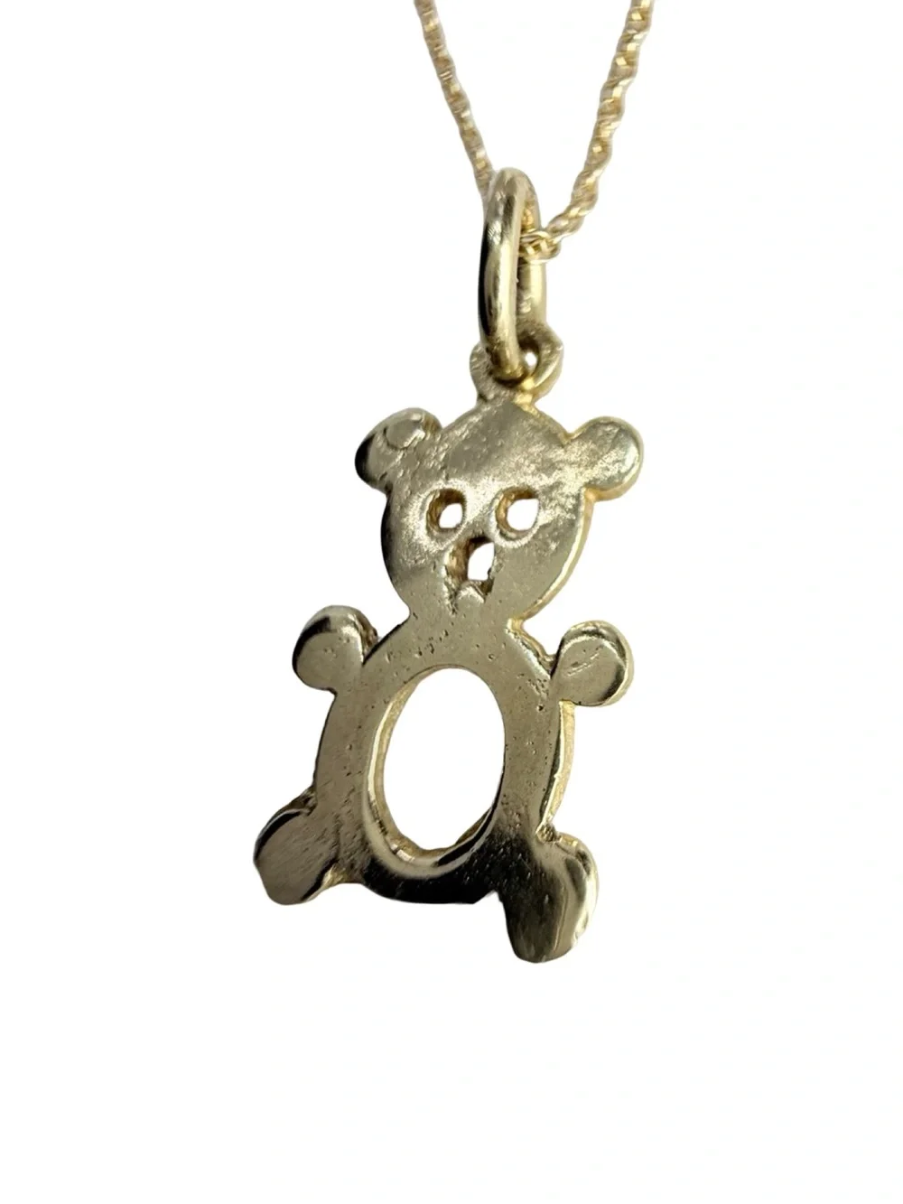 Gold Teddy Bear Pendant Necklace for Kids - Cute Gold Charm